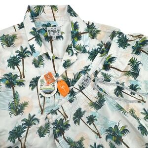 Free Planet Cabana Set Mens Medium Paradise White New 2 Piece Shirt Swim Shorts